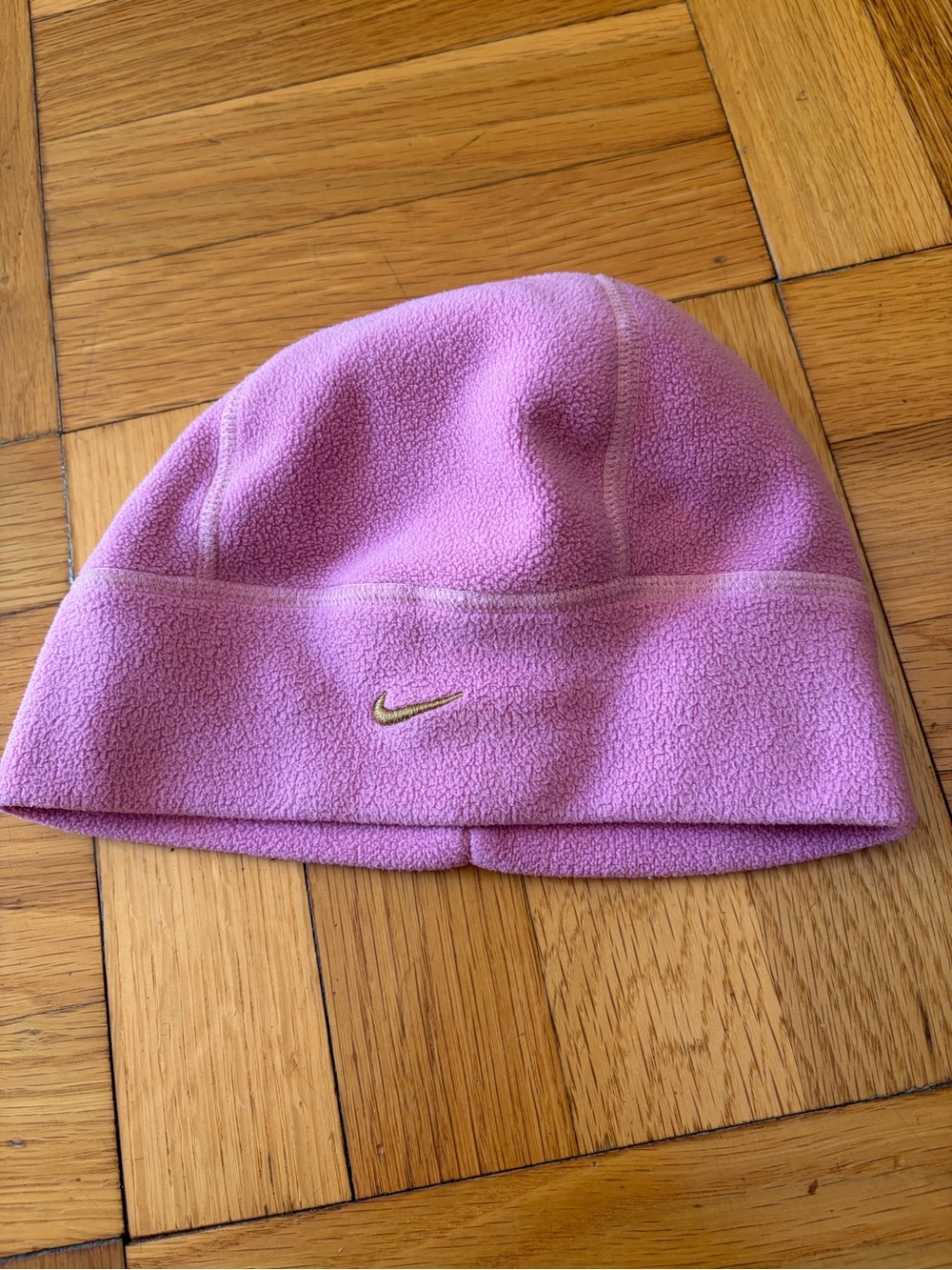 Nike Women’s Pink Fleece Winter Beanie w Gold Swoosh! Soft Warm & Cute One Size